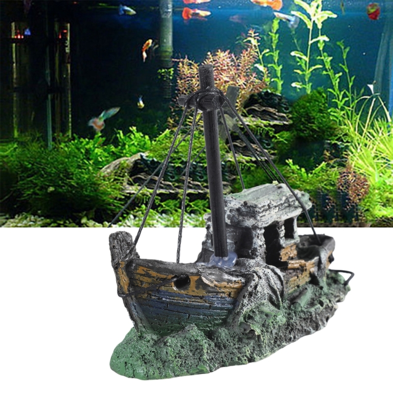 Decoración de barco hundido pa - Aquarium Marina reseña y precio